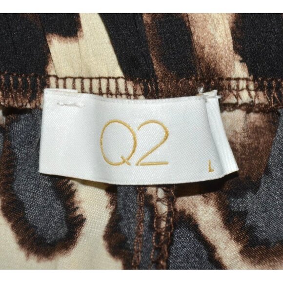 NWOT Q2 Wide Leg Leopard Print Palazzo Pants Size L Red Side Stripe Pockets - Picture 8 of 10